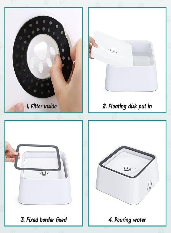 GETZET Dog Water Bowl Slow Feeder No-Spill Pet Water Bowl Vehicle Carried Splash Free for Cats Pets, Floating Disk Travel Outdoor Indoor Dispenser for Dogs, Cats (White) - Image 4